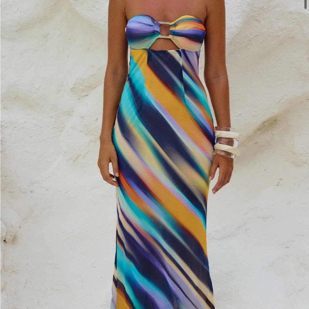 Runaway The Label Multicolor Strapless Maxi Dress XL (US10)